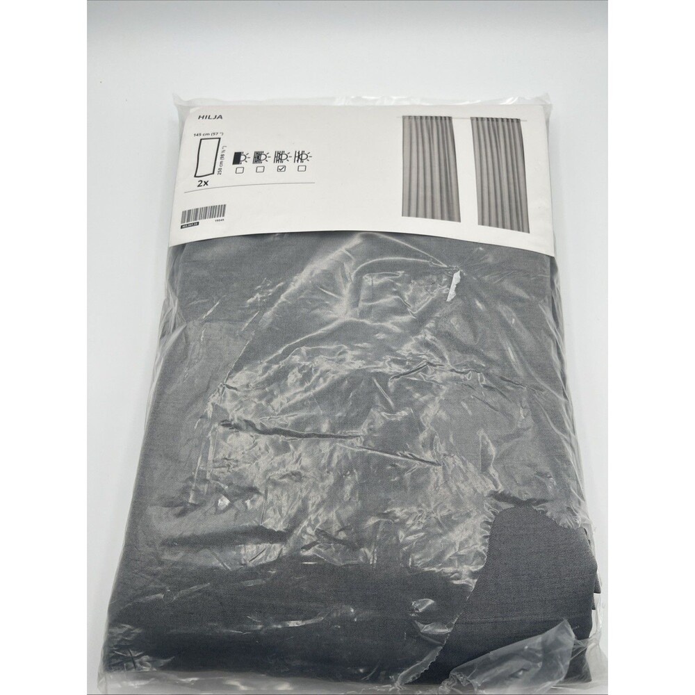 IKEA "HILJA" Gray Curtains 57"X 98 1/2" Contains 2 Panels with Heading Tape